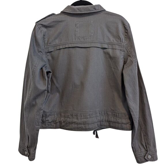 Mudd Gray Twill Jacket Women's XL Utility Military Style Full Zip‎ Lightweight - Picture 6 of 11